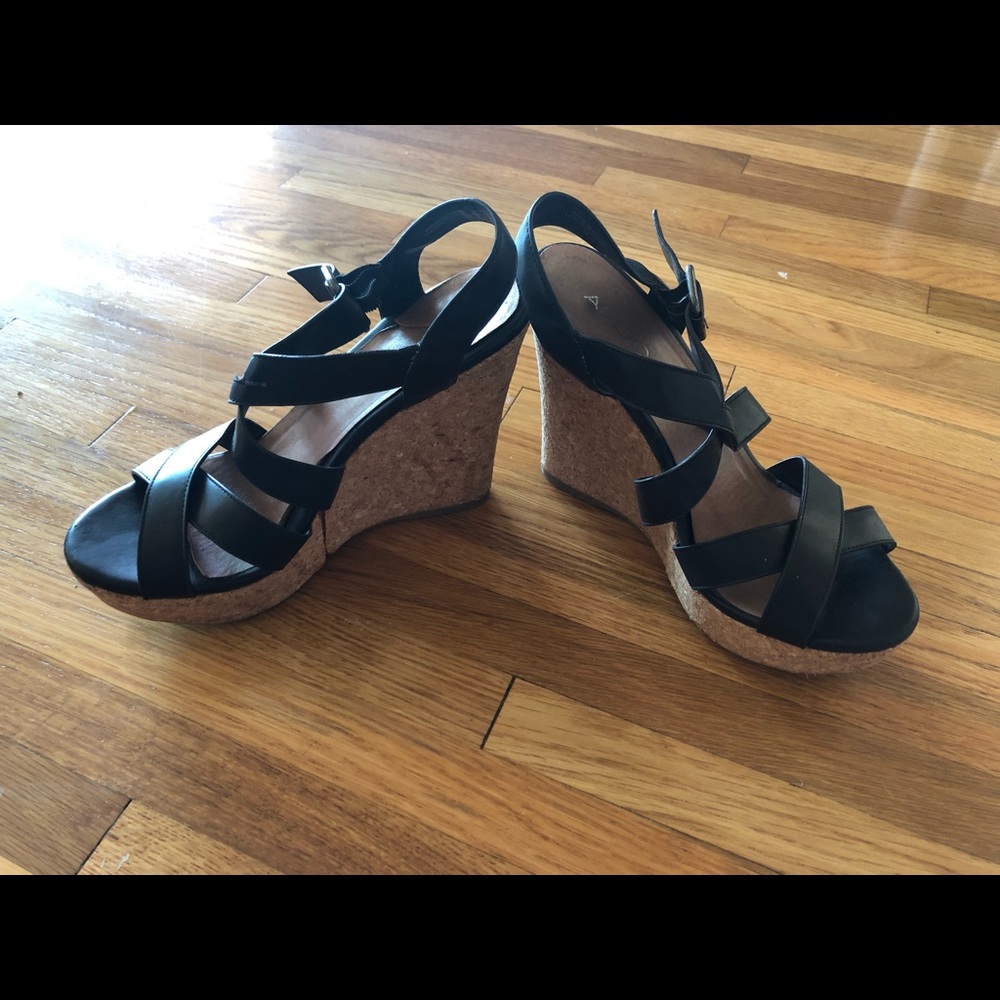Aldo black cork wedges size 8